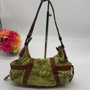 Green Floral Women's Bag with Brown Accents FP9610